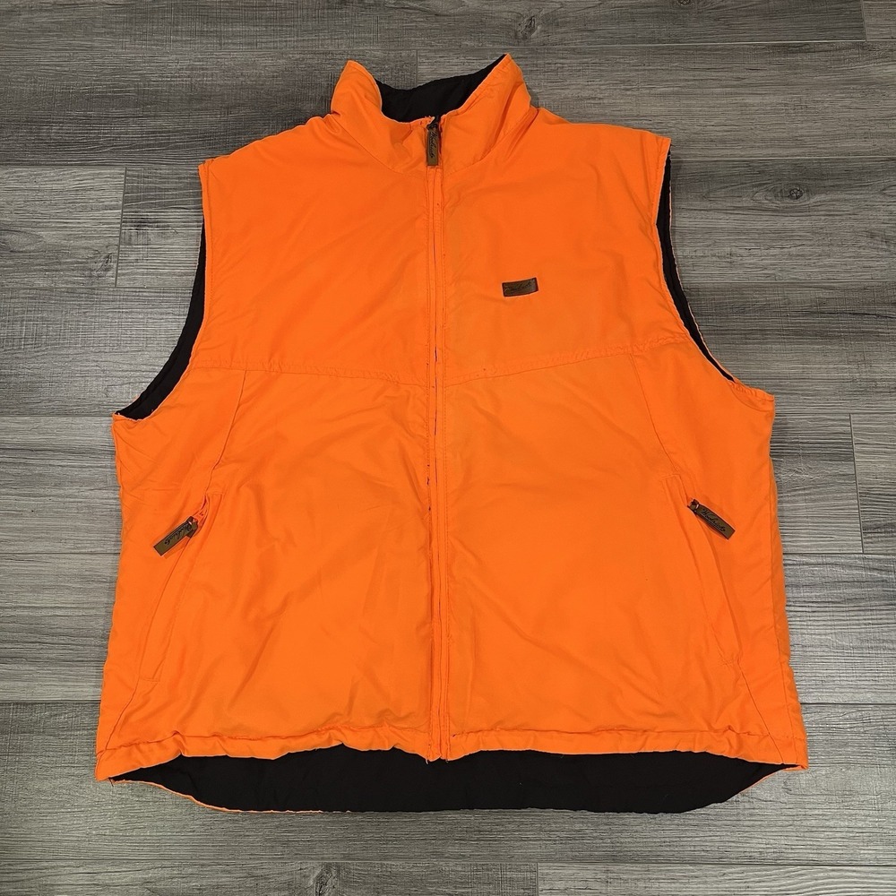 Woolrich Outdoor Guide Collection Reversible Hunting Vest Mens XL Orange Black